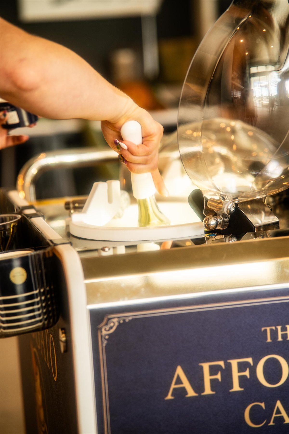 Gelato being scooped from the cart during a party