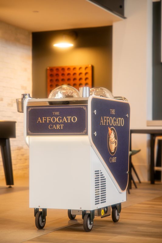 The Affogato Cart with its front and side signage