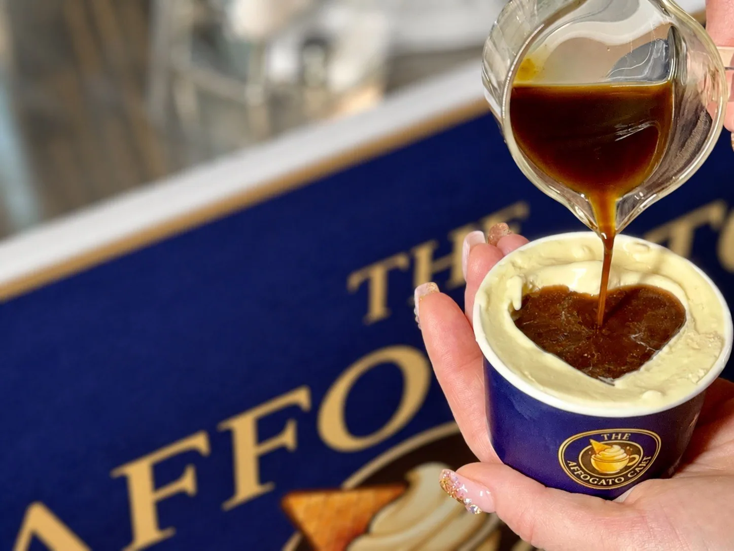 The Affogato Cart set up and ready to serve coffee and gelato at an event