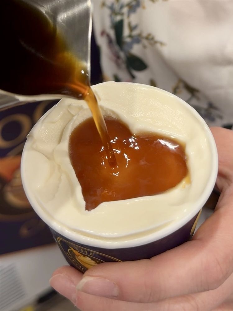 Love Affogato — heart poured into vanilla gelato