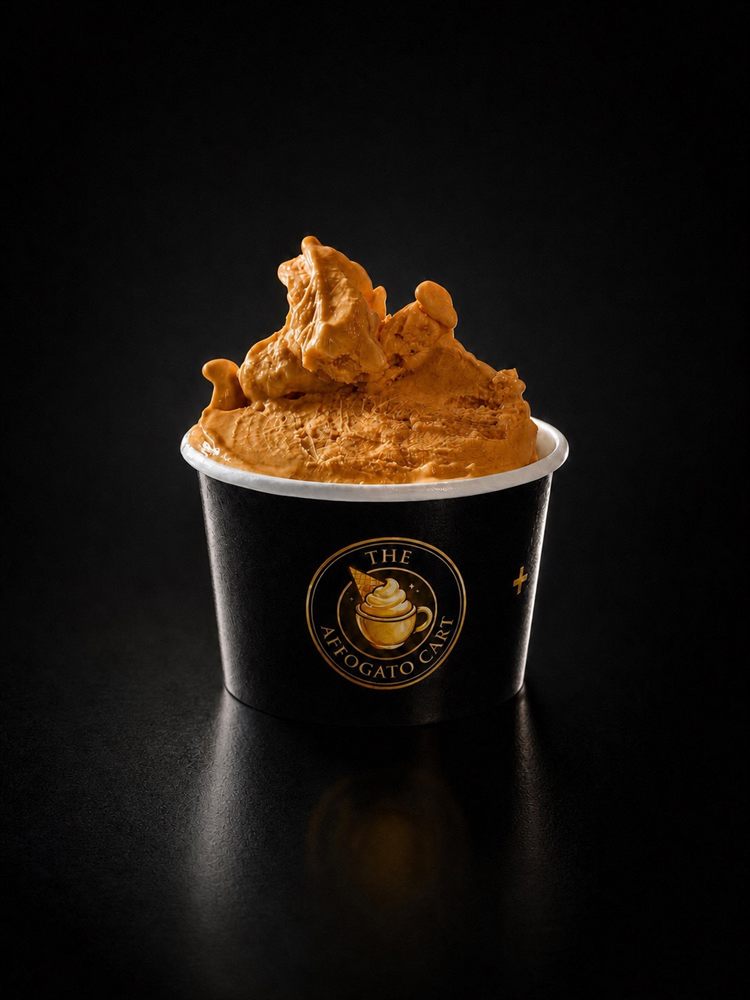 Mini cup of our seasonal pumpkin spice gelato — one of the flavours you can choose